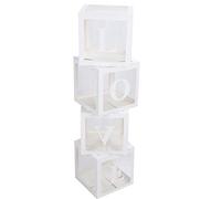 Boîte de rangement pour ballons, étui transparent avec lettres, design décoratif pour fête prénatale, mariage, décoration en papier, matière plastique, 30 x 30 x 30 cm, ensemble (AMOUR)