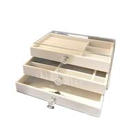 Boîte de Rangement pour Bijoux Boîte à bijoux en flanelle à trois couches de grande capacité, 1 pièce, tiroir, boîte à bijoux, rangement de boucles d'oreilles, collier, bague(Beige)