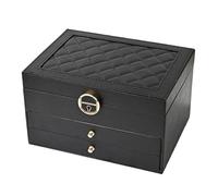 Boîte de Rangement pour Bijoux Boîte de rangement de bijoux avec serrure de type tiroir à trois niveaux, boîte de rangement de bijoux for colliers, bagues et oreilles(Black)