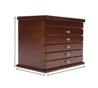 Boîte de rangement pour bijoux, organisateur à 6 niveaux, design élégant vintage en bois, couleur bois