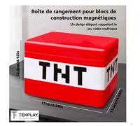 Boîte de rangement pour blocs de construction magnétiques de style Minecraft TNT - TEKPLAY - Capacité 230 cubes - Jouet enfant