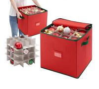 BoîTe De Rangement Pour Boules De NoëL Avec SéParateurs RéGlables, Sac De Rangement, NoëL à 4 Niveaux, Amovible Avec PoignéEs, 64 Sacs De Rangement Pour Boules, Tissu Non Tissé, 33 X 33 X 33 Cm