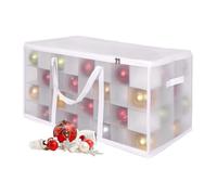 Boîte de Rangement pour Boules de Noël Relaxdays, 128 Boules, 37 x 73 x 36 cm, Plastique, Carton, Transparente.