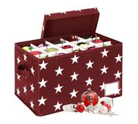 Boîte de rangement pour boules de Noël Relaxdays, 30 boules, H x L x P : 26,5 x 42,5 x 26 cm, polyester, carton, rouge