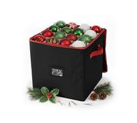 Boîte de Rangement pour Boules de Noël Relaxdays, 64 Boules, 33 x 33 x 33 cm, Polyester, Carton, Noir/Rouge