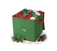 Boîte de Rangement pour Boules de Noël Relaxdays, 64 Boules, 33 x 33 x 33 cm, Polyester, Carton, Vert/Rouge