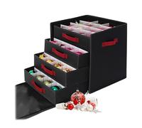 Boîte de Rangement pour Boules de Noël Relaxdays, 64 Boules, H x L x P : 40 x 36,5 x 36,5 cm, Polyester, Carton, Noire