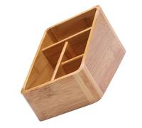 Boîte de Rangement pour Bureau en Bambou Créative et Maquillage | Quatre Compartiments, Coins Arrondis et Finition Carbonisée, Organise Télécommandes, Petits Objets, Usage Quotidien