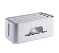 Boîte de Rangement pour Câble Hips Blanche, Boîtier de Gestion | Multi Trous et Ventilation Creuse, Sécurité Garçon Fille, pour Bureau à Domicile, Console Tv, Prises et Tablettes