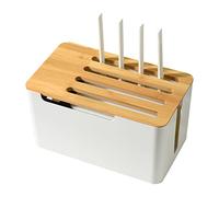 Boîte de Rangement pour Câbles avec Couvercle, 31 x 18 x 16,5cm Organisateur de Fils de Bureau Boîte de Câbles Petite Cordon Multiprise de Gestion de Câbles pour USB et Cache Câbles TV Routeurs Bureau