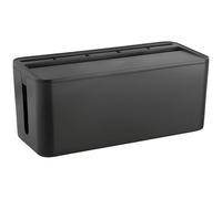 Boîte de rangement pour câbles avec couvercle en bambou, boîte de rangement pour cordons électriques, multiprises, câbles de charge, grande boîte de gestion de câbles noire avec plusieurs emplacements