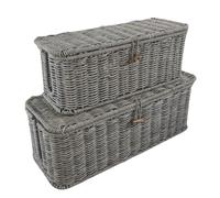 Boîte de rangement pour câbles - Boîte de rangement de 39 cm | Imitation rotin - Grand petit organisateur de câbles avec design ventilé pour la maison, le bureau, la télévision, le réfrigérateur, le