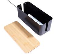 Boîte De Rangement pour Câbles : Boîte De Rangement pour Câbles avec Couvercle en Bambou - Boîte De Gestion des Câbles pour Organiser Les Câbles Et Les Dissimuler (Noir)