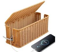 Boîte de rangement pour câbles faite à la main - 33 x 13 x 13 cm - Boîte de rangement pour câbles et multiprises - Marron