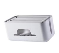 Boîte de Rangement pour Câbles Hips Blanche, Boîtier de Gestion | Ligne Électrique à Trous Multiples, Ventilation Creuse, pour Câbles et Adaptateurs de Charge, Usage Intérieur
