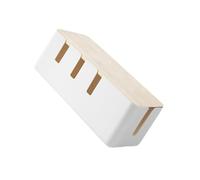 Boîte de Rangement pour Câbles Multifonctionnelle, Couvercle Amovible | Boîtier ABS et Bois, Design Ajouré pour Dissipation Thermique, Blanc, Organise Fils et Protège Connexions