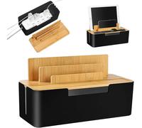 Boîte De Rangement Pour Câbles,Organisateur De Câbles Avec Couvercle,Boîte De Rangement En Bambou Durable Et Abs,Cachez Les Multiprises, Pour Cacher Et Couvrir, Câbles, Noir[DYB983457]