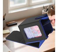 Boîte de rangement pour cartes à collectionner, affichage Commander, boîte de rangement magnétique en cuir solide pour TCG CCG, peut contenir plus de 120 cartes à simple manchon, noir/bleu