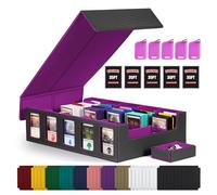 Boîte de rangement pour cartes à collectionner avec affichage Commander, étui à 5 rangées avec couvercle amovible ; boîte de plus de 3 900 cartes pour cartes de sport MTG TCG, 5 toploaders, 5