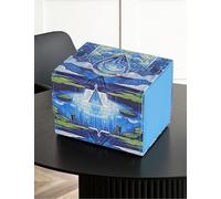 Boîte de rangement pour cartes MTG, boîte de stockage pour cartes à collectionner pouvant contenir plus de 120 cartes Commander gainées, boîte à cartes en cuir PU convient aux cartes TCG Magic (Bleu)