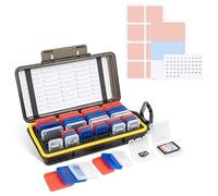 Boîte de Rangement pour Cartes SD et Micro SD Kiorafoto - Boîtier en Plastique Transparent Disponible en 3 Couleurs, étui étanche pour Cartes mémoire avec étiquettes (Lot de 42)