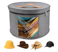 BoîTe De Rangement Pour Chapeaux Avec Couvercle 15.7X9.8In BoîTe à Chapeaux Ronde Avec PoignéE BoîTes à Chapeaux Pop Up Pour Le Stockage Sac De Rangement Pour Ranger Les Chapeaux De Voyage (Gris)