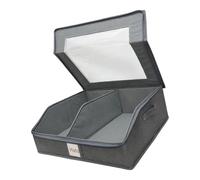 Boîte de rangement pour chapeaux, couvercle transparent, deux sections | Organiseur à deux sections, étagère de rangement pliable, aide au rangement de placard, utilitaire domestique