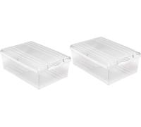Boîte de rangement pour chaussures avec trous de maintien pour l'aération 350 x 260 x 130 mm Lot de 2 Transparent