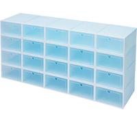 Boîte de rangement pour chaussures, design empilable, visibilité claire, bleu
