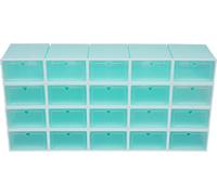 Boîte de rangement pour chaussures, design empilable, visibilité claire, turquoise