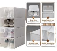 Boîte de rangement pour chaussures, empilable, façade transparente, paquet de 24, couleur blanche