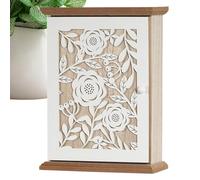 Boîte De Rangement Pour Clés - Armoire Murale Pour La Maison, Largeur Point Eight Seven Pouces, Finition Marron Rustique, Couvercle À Charnière Avec Ouverture Sur Le Dessus | Fente Pour Clés Po