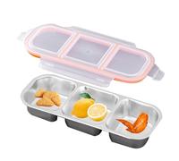 Boîte de rangement pour collation - Récipient à repas empilable réutilisable - Organisateur de séparateur - Porte-fruits - En silicone scellé - Plateau multi-fentes pour l'école, le travail