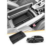 Boîte de rangement pour console centrale LFOTPP compatible avec Peugeot E-3008 E-5008 EV GT Allure 2024 2025, E3008 P64 accoudoir organisateur plateau accoudoir boîte à gants accessoires (Noir)