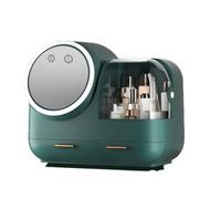 BoîTe De Rangement pour CosméTiques Make Up Organizer LumièRe LED Miroir HD avec Couvercle. BoîTe De Rangement avec LumièRe Et Couvercle éTanche à La PoussièRe Chargement USB, Vert (Vert)