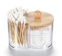 Boîte de rangement pour coton-tiges et tampons en coton, petite boîte en plastique pour coton-tiges avec couvercle, boîte de rangement pour accessoires de salle de bain pour coton-tiges, tampons de ma