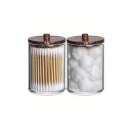 Boîte de Rangement pour Cotons-tiges Ensemble de Salle Bain avec Support Qtip, organisateurs et conteneurs Rangement Bains 10 oz, Pots en Plastique Transparent, Paquet 2/3/4(2pcs)