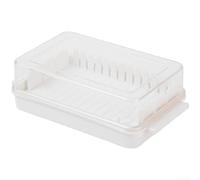 Boîte de rangement pour coupe-beurre en polypropylène avec partie intérieure amovible transparente et guide de tranchage pour des portions cohérentes (blanc)