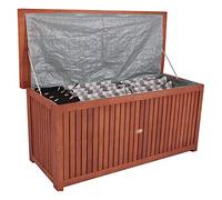 Boîte de rangement pour coussin de jardin en bois d'acacia, env. 133 x 58 x 55 cm, avec couvercle, 236 litres, marron