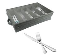 Boîte de rangement pour couverts en argent sterling avec 4 séparateurs réglables et couvercle amovible transparent, bac de rangement tiroir pour cuisine, salon, chambre à coucher et débris
