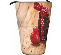 Boîte de rangement pour crayons avec ruban et cœur, chocolat avec ruban et cœur, boîte de rangement pour stylos avec fermeture à glissière pour femmes, hommes, garçons, filles, cadeau surprise Sweet