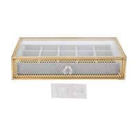 Boîte de rangement pour décoration d’onglerie à 15 compartiments, organisateur de bijoux type tiroir avec couvercle en verre et plateau en velours, boîte à accessoires pour ongles