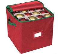 Boîte de rangement pour décorations de Noël à 64 sections avec couvercle à fermeture éclair, séparateurs en carton, poignées en tissu Oxford, économie d'espace pour boules, transport sûr, décorations