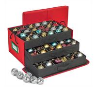 Boîte De Rangement Pour Décorations De Noël Avec Séparateurs, Peut Contenir Jusqu'à 72 - 3", Ornements, Grands Bacs De Rangement Pour Boules De Noël Avec 3 Plateaux Amovibles Avec Séparateurs, Rouge