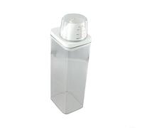 Boîte de rangement pour détergent avec corps transparent et couvercle anti-fuite à double joint avec tasse à mesurer pour une utilisation facile du savon (1100 ml)