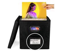 Boîte de rangement pour disques | Caisse pour albums avec couvercle et poignée - Boîte de déménagement décorative, étui de rangement pour plus de 50 disques de 30,5 cm, protégez votre précieuse