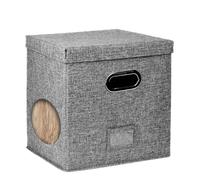 Boîte De Rangement Pour Disques - Tissu En Lin Et Coton Gris De 13 Pouces, Conteneur Multimédia Robuste Et Empilable, Fourniture D'archives De Bureau Professionnelle, Gestion Fonctionnelle De La Bibli