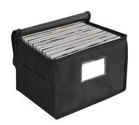 Boîte de rangement pour disques vinyles avec couvercle et poignées, empilable et pliable, organiseur pour albums de valeur, CD, noir, Noir , S, Moderne