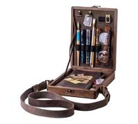 Boîte de rangement pour écrivains - Organisateur créatif d'approvisionnement artistique portable, boîte de rangement en bois de grande capacité | Boîte de style sacs postman vintage, coffre H