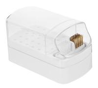 Boîte de Rangement pour Embouts Ongles 30 Emplacements Plastique | Coque Transparente, Sélection Rapide, Protège Poussière, Brosse de Nettoyage, 12x6,3x6cm
